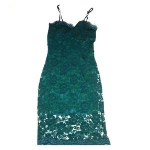 Emerald Green Lace Fitted Slip Dress